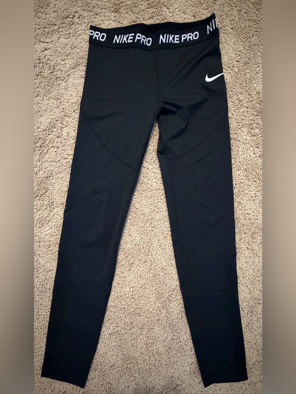 Nike Black Youth Performance Leggings with White Swoosh
